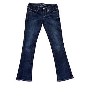 American Eagle Low Rise Skinny Kick Jean Sz 4 Short Dark Wash Sequin Pocket Y2K